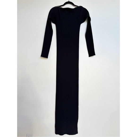 Alexander Wang Zipper-Neck Long-Sleeved Ribbed Maxi Sweater Dress Size Small - Picture 3 of 13